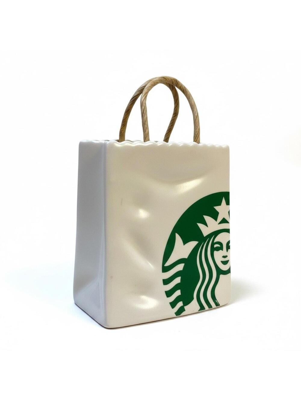 Starbucks Ceramic Bag Ornament Mini Decorative Trinket Holder White Collectible